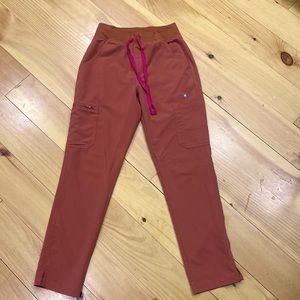 Figs Terracotta High waisted Yola skinny scrub pants